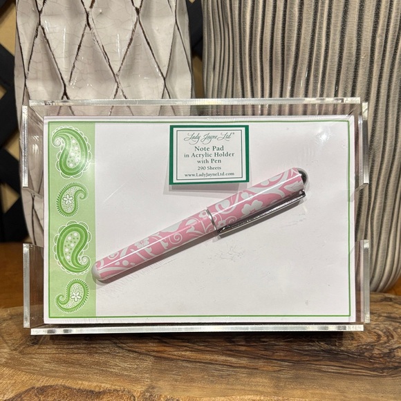 Lady Jayne Ltd Notepad in Acrylic Holder w/ Pen 290 Sheets NEW - Picture 1 of 7